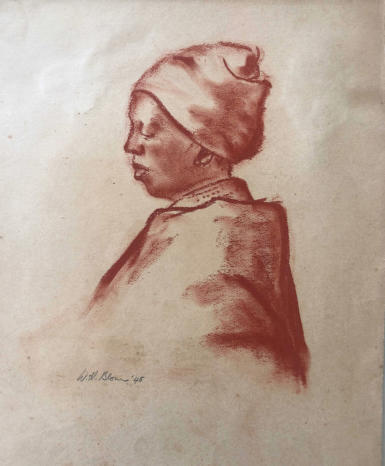 Wim Blom-African woman 1945 crayon on paper  18x 21 cm  10” x 12”  in